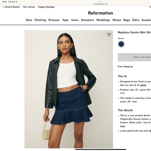 Reformation Madelynn Denim Mini Skirt - Picture 1 of 3